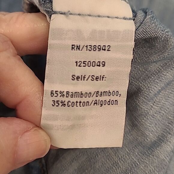 Twelve Blue Bamboo/Cotton Blend Quarter Sleeve Tie Front Mini Dress - Picture 10 of 11